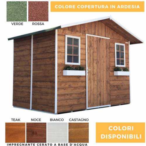 Casetta in legno color mis. 330 x 222 cm 1 porta 2 finestre