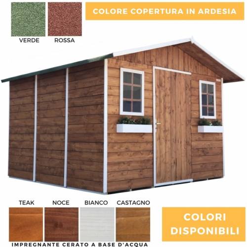 Casetta in legno color mis. 330 x 318 cm 1 porta 2 finestre