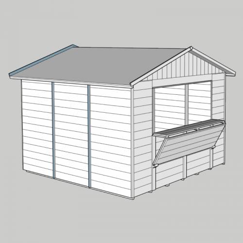 Chiosco Market in legno mis. 330 x 318 cm in legno, disegno tecnico