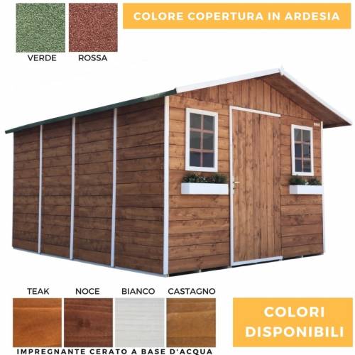 Casetta in legno color mis. 330 x 414 cm 1 porta 2 finestre