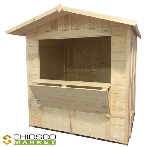 Wooden kiosk 222 x 168 cm market model with 1 door