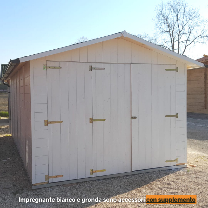 Garage in legno triplo con tetto piano SILVIA TRIO F (34 mm +  rivestimento), 9x6 m, 54 m²