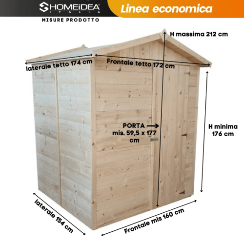 Casetta in legno mis. 172 x 174 cm LE - misure