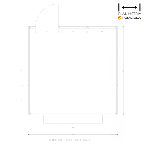 piantina Chiosco Market 330 x 318 cm in legno 1 anta