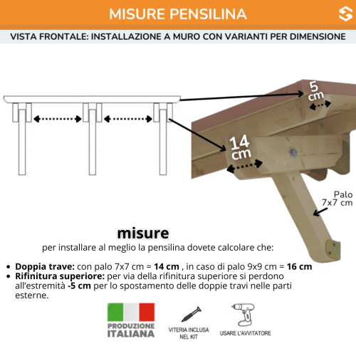 Pensilina 400 x 150 cm in legno di...