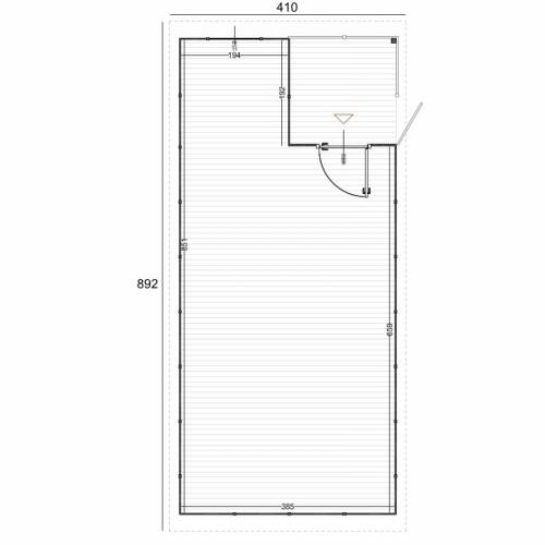 Casetta 410 x 892 cm Maxi chalet (38 mq)